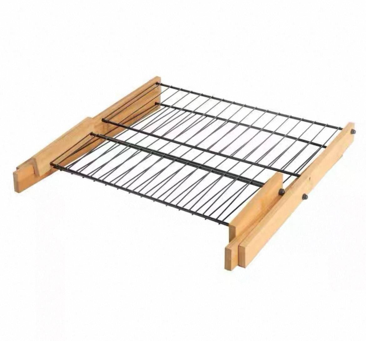 Foldable 2-Tier Dish Drying Rack — Wood & Metal