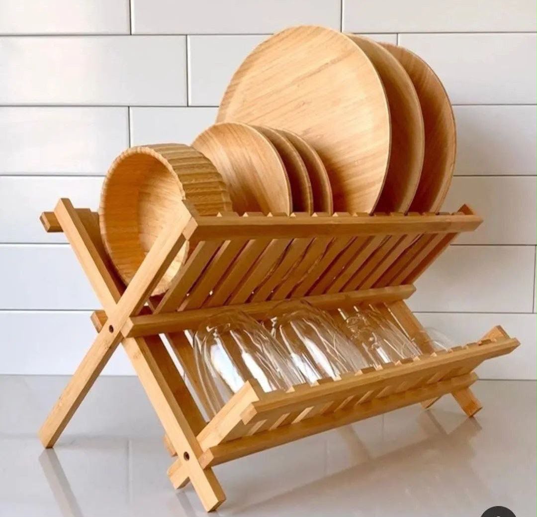 Foldable Bamboo Dish Rack | حامل اطباق خشب