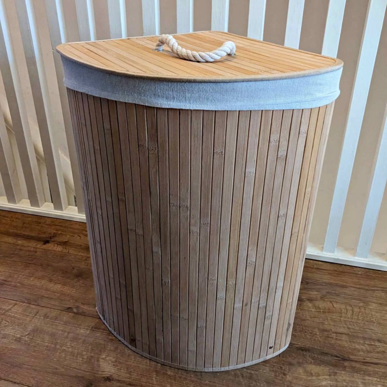 باسكت غسيل خشب بامبو بغطاء 75 لتر | Bamboo Laundry Basket with Lid - 75L