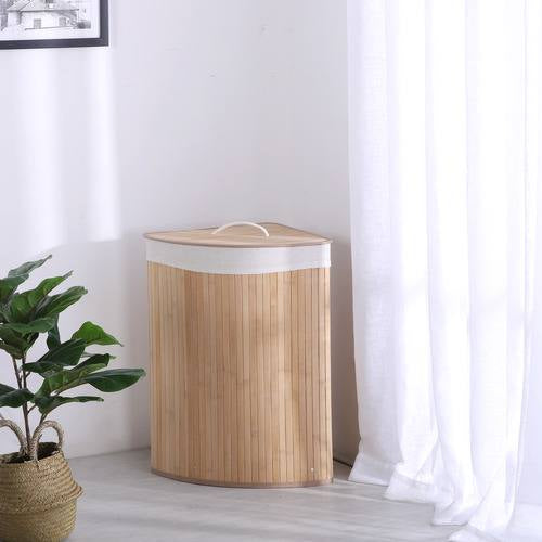 باسكت غسيل خشب بامبو بغطاء 75 لتر | Bamboo Laundry Basket with Lid - 75L