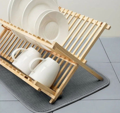Foldable Bamboo Dish Rack | حامل اطباق خشب