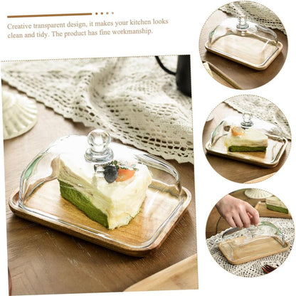 طبق تقديم خشبي بغطاء زجاجي | Wooden Serving Board with Glass Dome