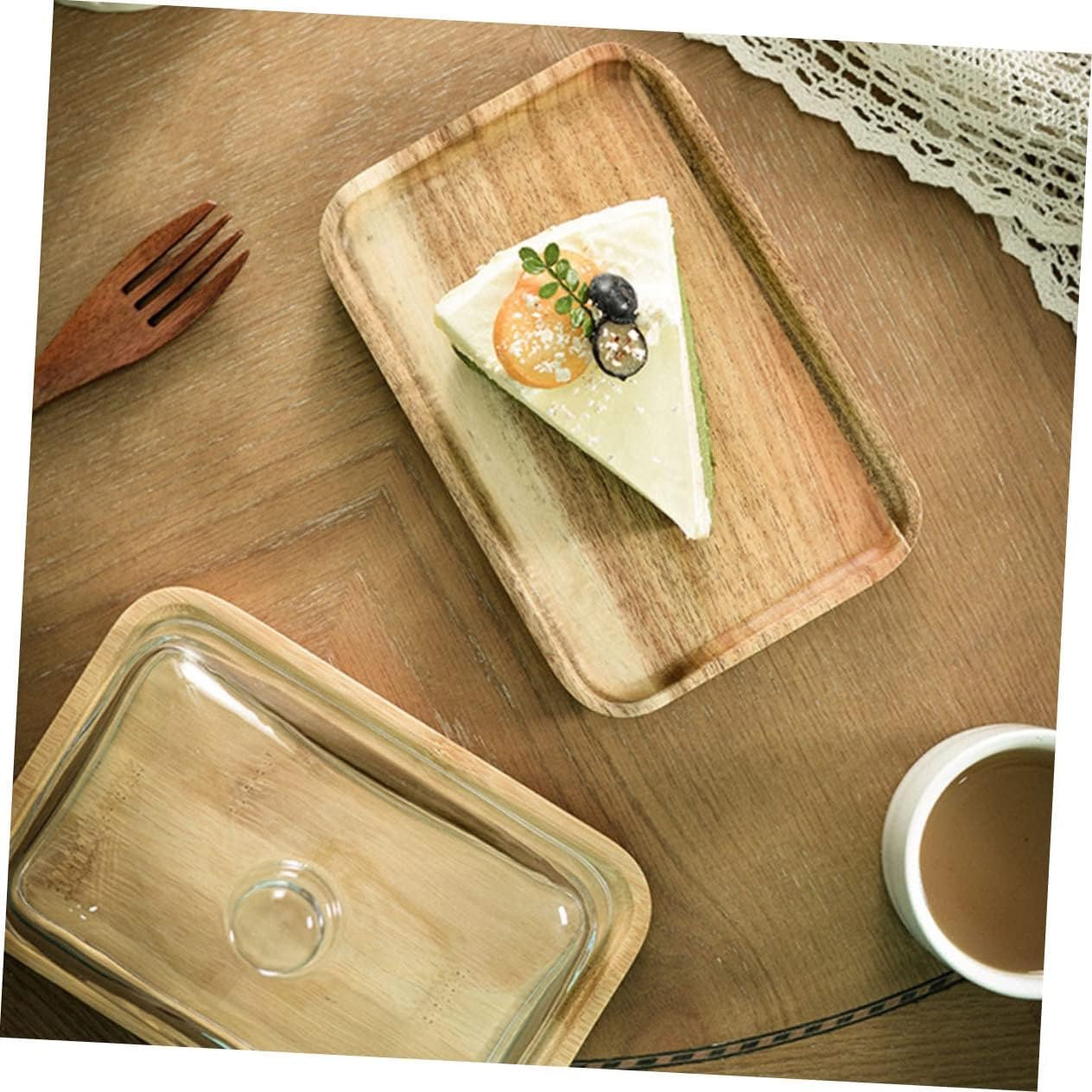 طبق تقديم خشبي بغطاء زجاجي | Wooden Serving Board with Glass Dome