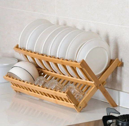 Foldable Bamboo Dish Rack | حامل اطباق خشب