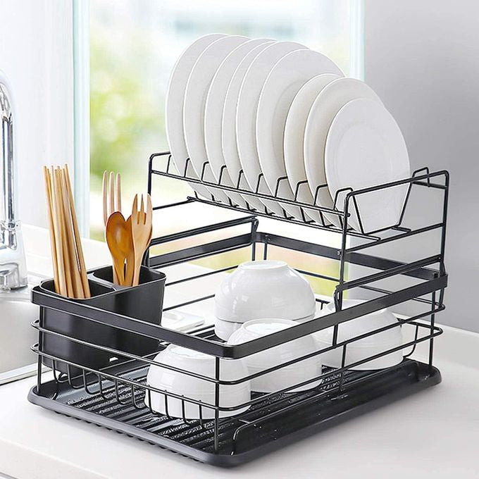 مطبقيه معدن 2 دور | 2-Tier Metal Kitchen Organizer - Black