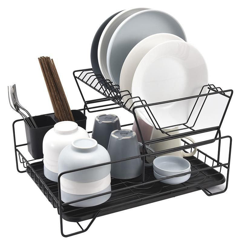 مطبقيه معدن 2 دور | 2-Tier Metal Kitchen Organizer - Black