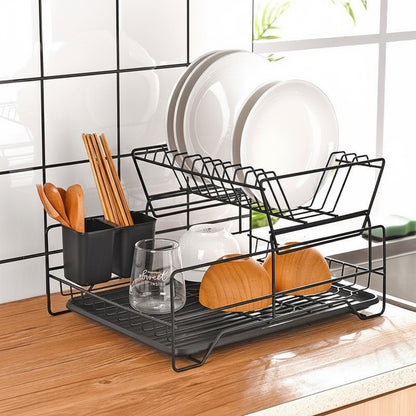 مطبقيه معدن 2 دور | 2-Tier Metal Kitchen Organizer - Black