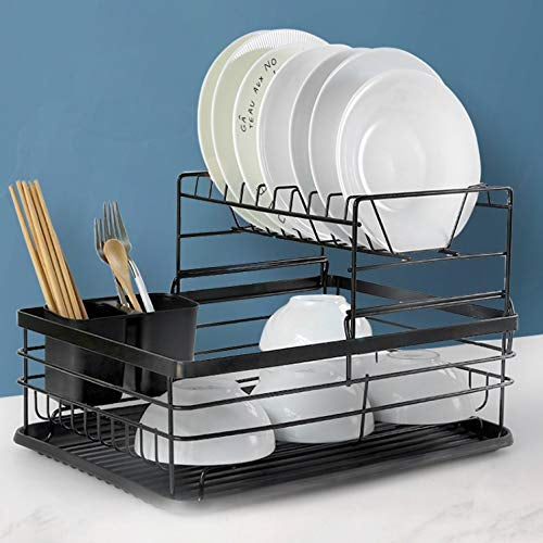 مطبقيه معدن 2 دور | 2-Tier Metal Kitchen Organizer - Black