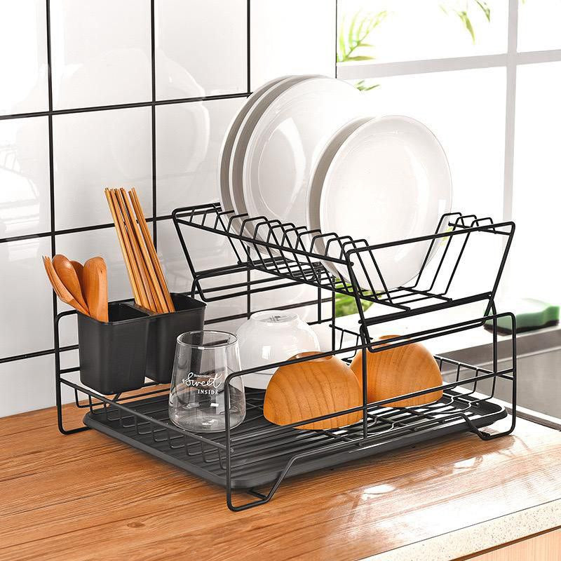 مطبقيه معدن 2 دور | 2-Tier Metal Kitchen Organizer - Black