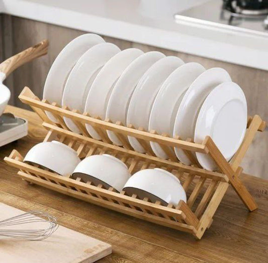 Foldable Bamboo Dish Rack | حامل اطباق خشب