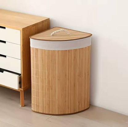 باسكت غسيل خشب بامبو بغطاء 75 لتر | Bamboo Laundry Basket with Lid - 75L