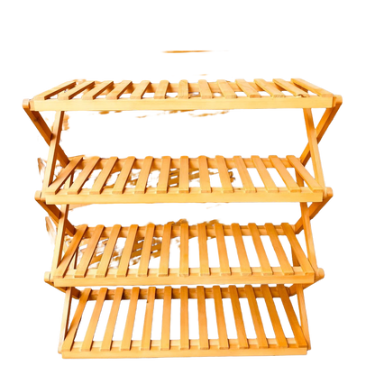 جزامة خشب قابلة للطي 4 دور – متعددة الاستخدامات | 4-Tier Foldable Wooden Shelf