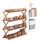 جزامة خشب قابلة للطي 4 دور – متعددة الاستخدامات | 4-Tier Foldable Wooden Shelf
