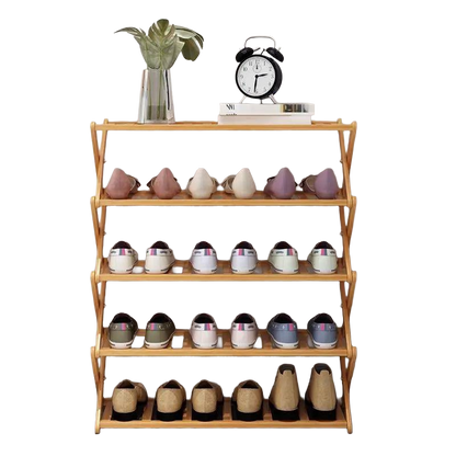 جزامة خشب قابلة للطي 4 دور – متعددة الاستخدامات | 4-Tier Foldable Wooden Shelf