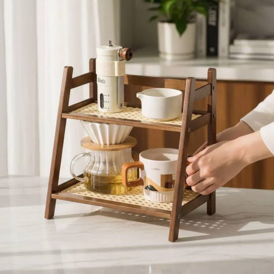 استاند خشبي 2 رف للبهارات والتوابل – خشب بامبو | 2-Tier Bamboo Spice Rack