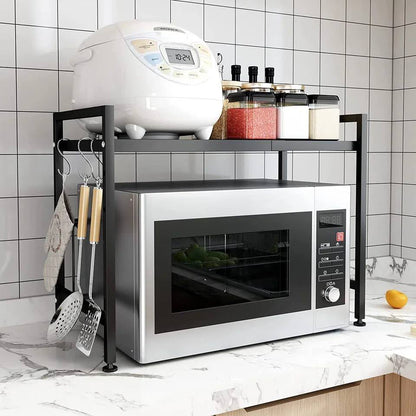 منظم الميكروويف المطور 2 دور – حامل معدني متعدد الاستخدامات | 2-Tier Microwave Organizer Rack